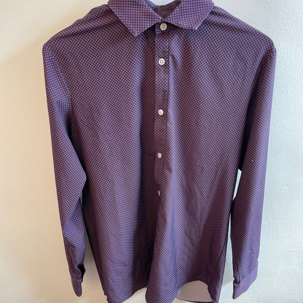 Mizzen+Main Purple Dress Shirt with Geometric Pattern